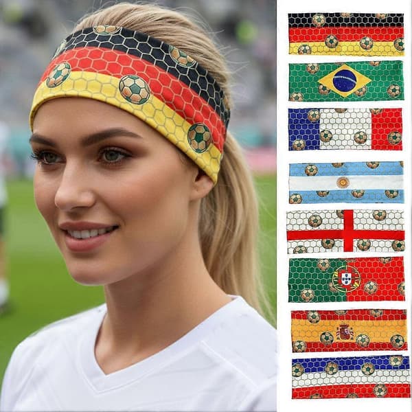 Kampdagspræstation: Flagprint Strækbart Pandebånd - Svedabsorberende til Fans style2