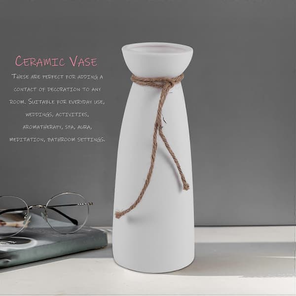 Vit Keramisk Vas Minimalistisk Stil Dekoration, Modern Porslinsvas Design (B Stil)