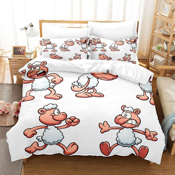 C5 Tegneserie Sau 3D-printet Sengesett Dynetrekk Dynetrekk Putetrekk Barnegave US TWIN 173x218cm