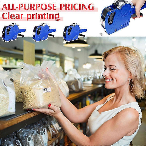 3-pack 8-siffriga Prislappar - Prissättning - Etikettprissättning - Kit med 30 Rullar Etiketter & 9 Färgvalsar