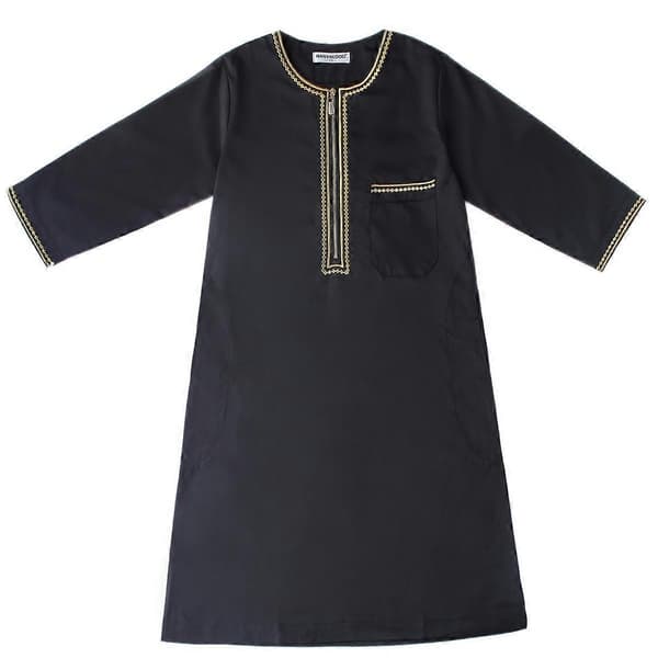 Gutter Saudi Muslim Islamsk Kaftan Black 160CM