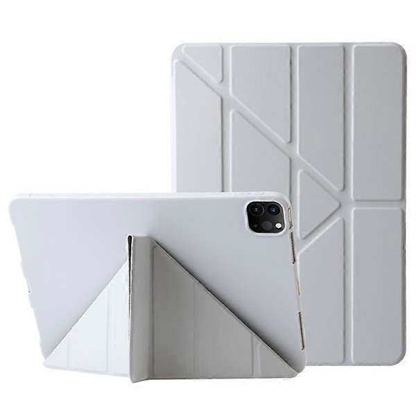 Kompatibelt Fodral för iPad Pro 13 (2024) Origami Ställ Auto Sleep / Wake PU Läder+Silikon Tablet Skydd Grey