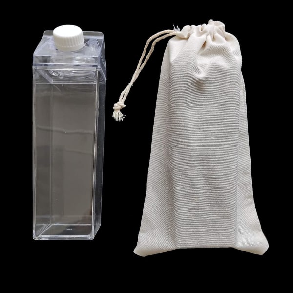 13,4 uns 0,5 l mjölkkartong vattenflaska klar fyrkantig plast akryl Återanvändbar kanna Bulkbehållare Låda Resor Utomhus Kristall Sportkopp Juice Kylskåp G