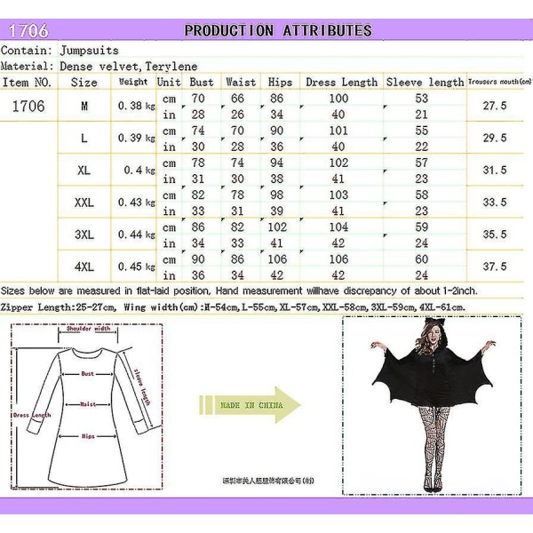 Naisten Vampyyri Asu Lepakko Asu Haalari Halloween Naamiaisasu Juhlat Eläimet Cosplay Asu With socks 4XL