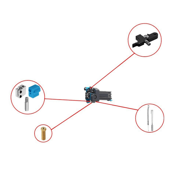 Nozzle Extruder Kit med Silikonfodral Termistor Värmerör Hals för Genius/ X1 3D-skrivare