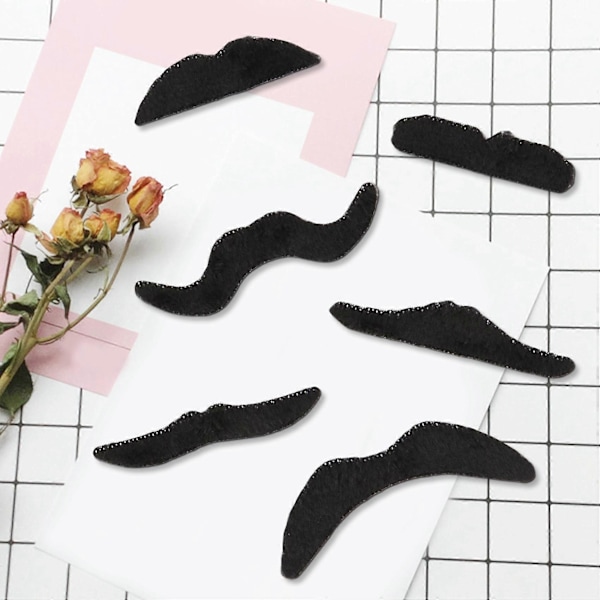 12 Pakk Selvklebende Assorterte Bartsett - Festlig Antrekk, Bursdag, Stilig