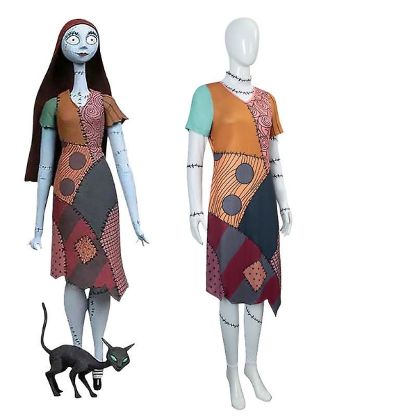 Halloween Kauhu Cosplay Painajainen Ennen Joulua Anime Tyttö Asu Rekvisiitta Sally Skelington Cosplay Mekko Halloween Juhlasetti M