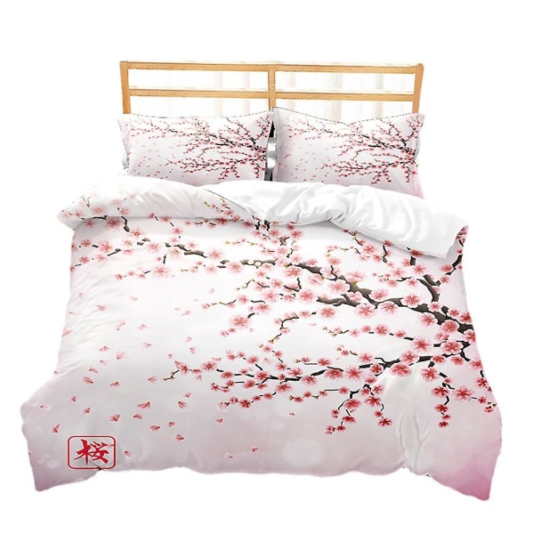 Plommeblomst 3D-printet sengesett dynetrekk dynetrekk putetrekk barnegave farge 3 AU DOUBLE 180x210cm