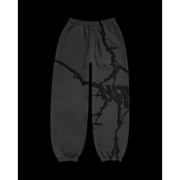 Gotisk Grå Y2k Hættetrøje Pink Hættetrøje Mænd Pige Hip Hop Oversized Sweatshirt Harajuku Punk Streetwear Løs Casual Y2k Sæt Sudadera Dark Grey Pants XL