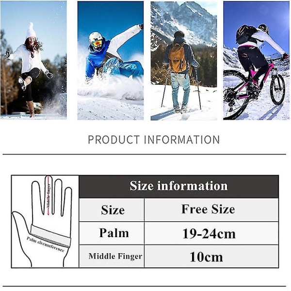 Skihandsker til mænd, vindtætte, vandtætte, skridsikre, plus fløjl, varme til snowboarding XL