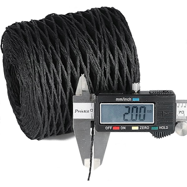 200M Raffia Papir Snor Papir Garn Raffia Bånd til Jul, Gaveindpakning, Håndværksdekoration Sort