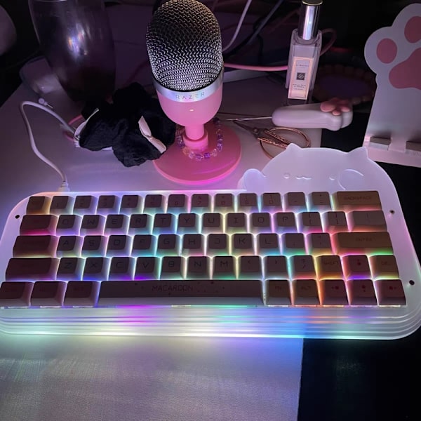 Søtt Katte Kablet Mekanisk Tastatur DIY Kit 64 Taster Hot-Swappable RGB Lyseffekt Dunhuang