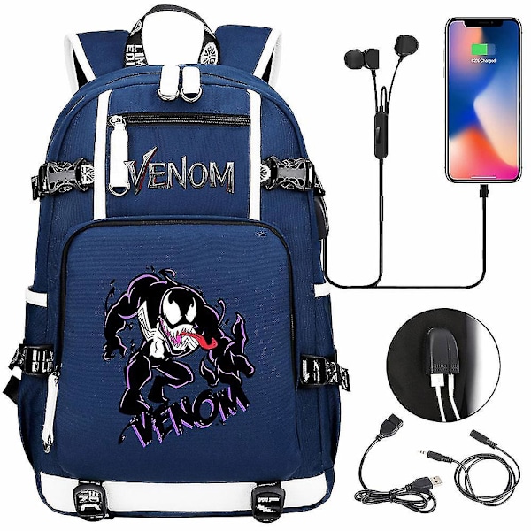 Venom Fashion Tryckt Usb Ungdom Skolväska (3-20) Color-2