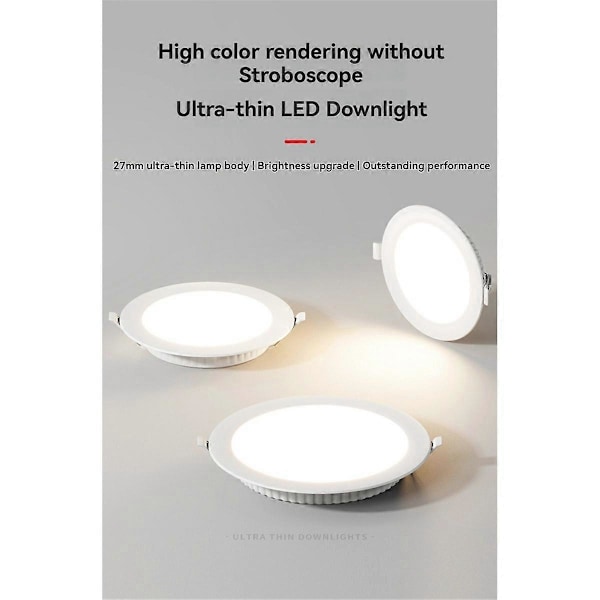 6 stk. LED Downlight 8 Tommer 20Watt Ultratynn LED Innfelt Downlight Taklampe