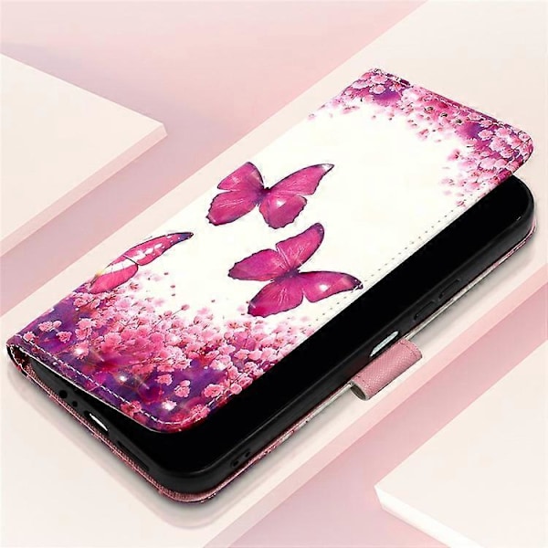 Kompatibel med Samsung Galaxy A34 5G YB Mønster Print Læder Serie-2 PU Læder 3D Mønster Print Støtteben Anti-ridse P