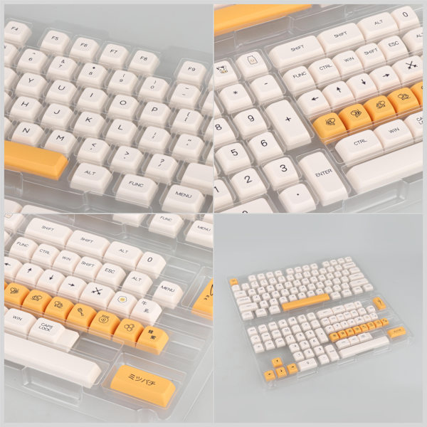 Søtt Katte Kablet Mekanisk Tastatur DIY Kit 64 Taster Hot-Swappable RGB Lyseffekt Honey and Milk EN