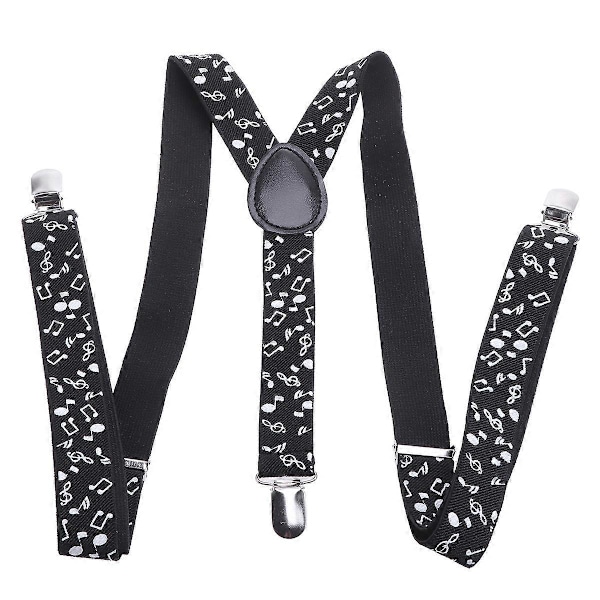 Herre Clip-on Seler Justerbare Elastiske Y-formede Seler med Note Print (#7)