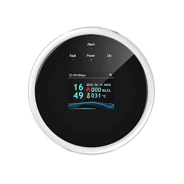 Wifi Gasläckagedetektor och brandvarnare LCD-skärm Väggmonterad APP-kontroll Smart Wi-Fi Naturgas/