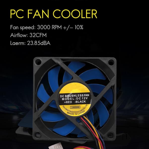 12V DC 32 70mm 4-Pin Datorchassi CFM PWM CPU PC Fläkt Blå & Svart