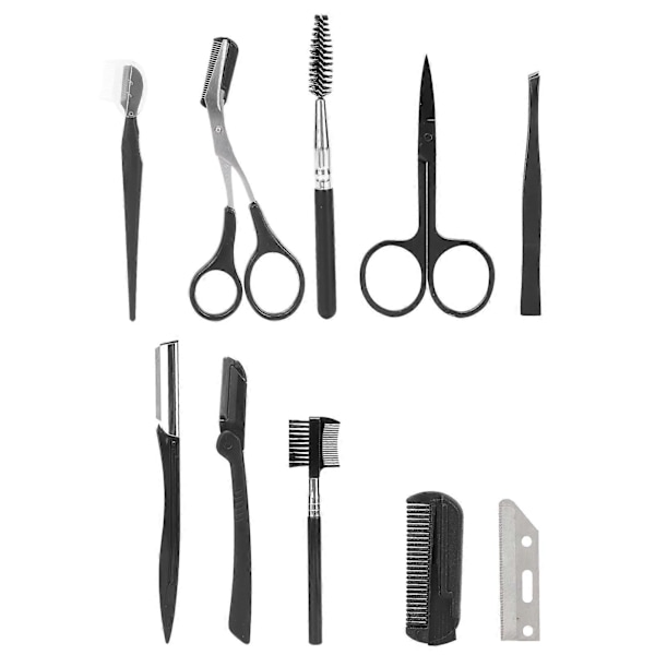 10 st Ögonbryns Grooming Kit Ögonbrynssax Ögonbrynsborste Pincett Ögonbrynsrakhyvel Set