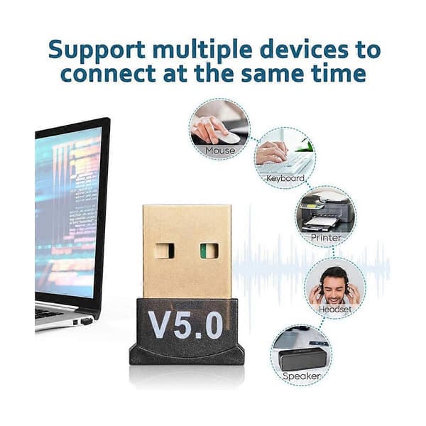 2 stk. Bluetooth 5.0 Adapter Bluetooth Mottaker Sender Trådløs USB-adapter for Datamaskin PC Lapt