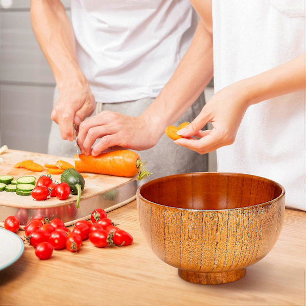 6 stk. Treskåler Serveringsservise for Ris, Suppe, Dip, Kaffe, Te, Dekorasjon Tresalatskål K