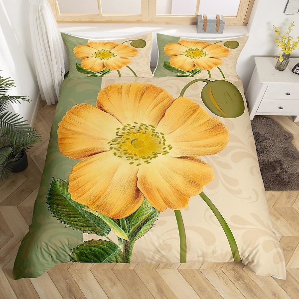 Vintage Blomster King Full Queen Dynetrekk Retro Rosa Blomstret Dynetrekk Rose Grønne Blader Sengetøy Sett Polyester Dyne Trekk