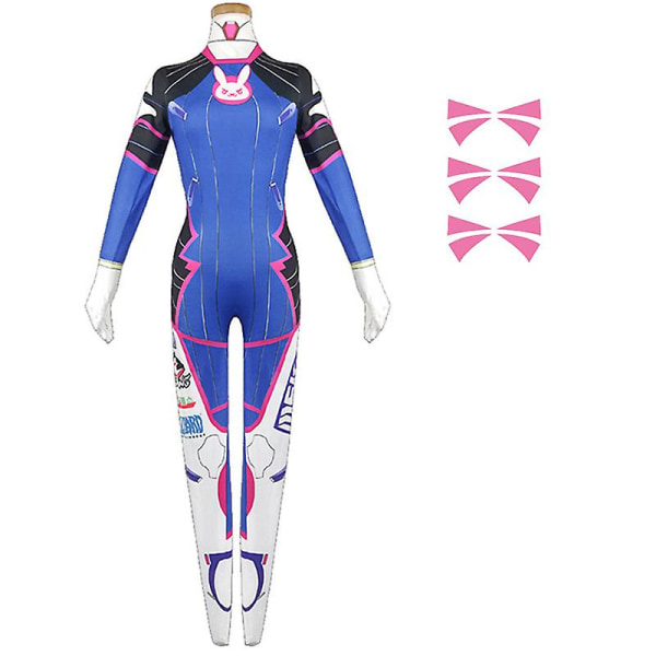 D.Va Cosplay Kostym Bodysuit Zentai Spel Kvinnor Sexig Vuxen Jumpsuit Peruk Vapen Hörlurar Komplett Dräkt Halloween Party Kostymer Kläder L