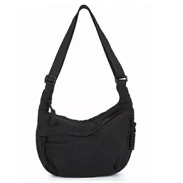 Dam Sling Halvmåneformad Nylon Crossbody Väska Dumpling Väska Bröstväska Black
