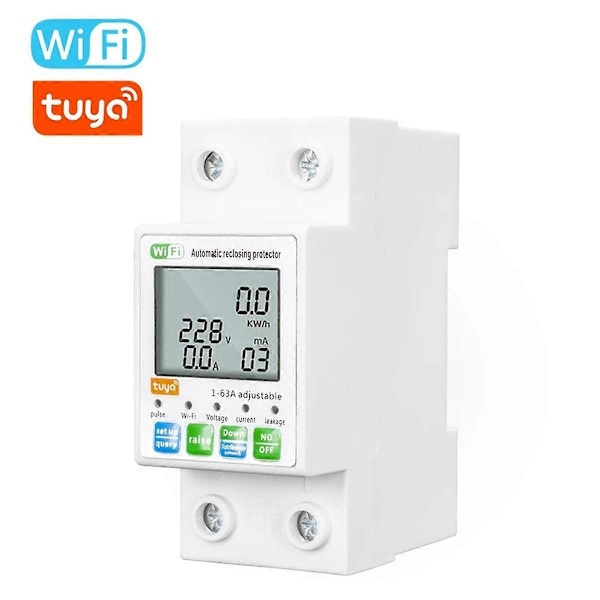 Tuya WiFi 1-63A Intelligent Automatisk Återkopplingsskydd Strömspänningsövervakning Mätardisplay Strömmätare