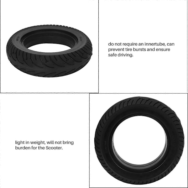 10X2.5 Svart Massivt Däck för Elektrisk Scooter Hopfällbar E-Bike Breddat Däck Gummi Icke-Uppblåsbart Elect