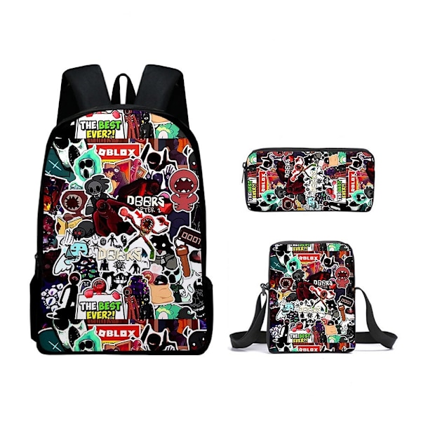 Doors Koululaukku Matkareppu Olkalaukku Penaali setti Lapsille Opiskelijoille 9 3Pcs Set