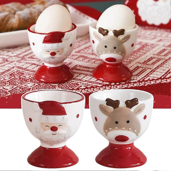 Juläggkopp Rolig Festival Älg Tecknad Tomte Äggkopp B 4pcs