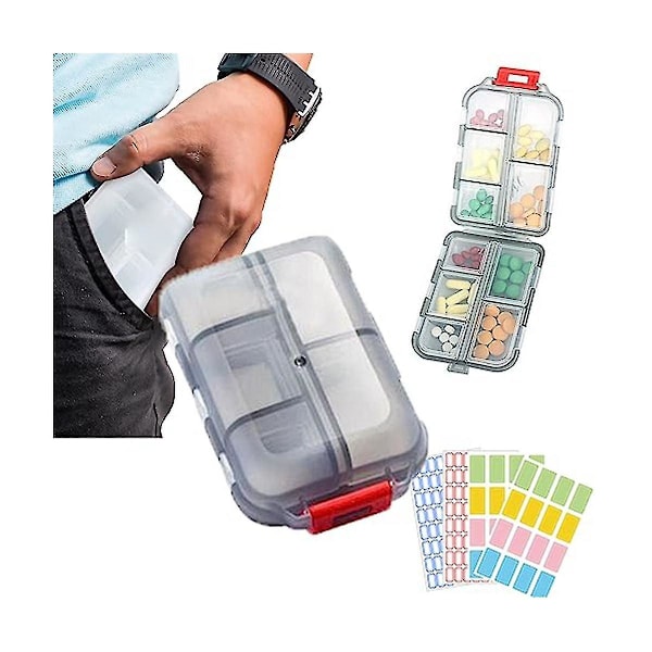 Medicinplånbok med etiketter, Medwallet, Medicinplånboksfodral, Portabelt dagligt pillerfodral, medicinplånbok B