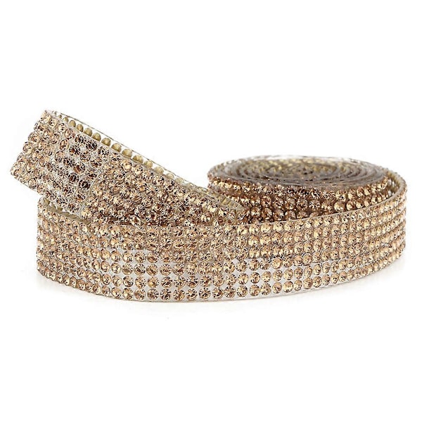 1m Rhinestone Kristall Glas Mesh Banding Stryk På Applikation Bröllopsklänning Skor Trim (Gul)