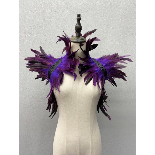 Naturlig Fjäder Shrug Sjal För Kvinnor Cosplay Svart Halloween Lyx Fjäder Axel Wraps Sexig Punk Gotisk Fjäder Scarves Blown One Size