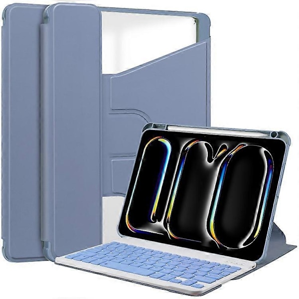 Kompatibelt Skal för iPad Pro 11 (2024) Läder+Akryl Ställ Tablet Cover med Bluetooth Tangentbord Purple
