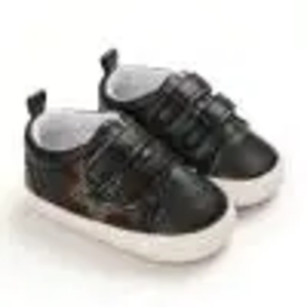 Barnskor, stjärnbroderi Promenadskor med mjuk sula Prewalker-skor för vår höst, vit/svart, 0-12 månader Black 0-6M