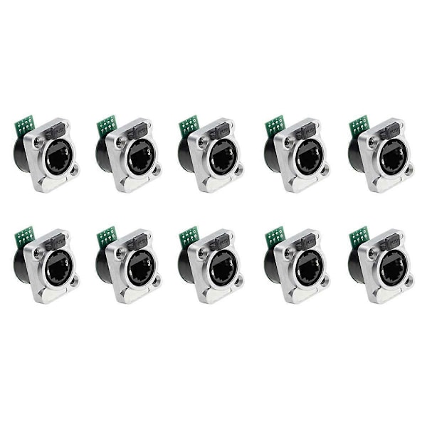 10 stk. Ethernet Rj45 Chassis Socket NE8FDP Ethernet Gjennomgangskontakt IP65 Vanntett B