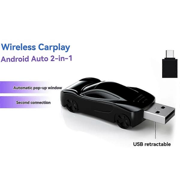Trådløs Carplay Android Auto Adapter 2 i 1 USB Type C Trådløs Biladapter Konverter Kablet Android A