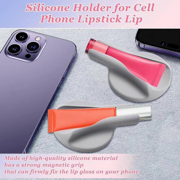 Magnetisk Lipgloss Telefonholder - Silikone Læbestiftholder til iPhone 15/14/13/12 og Android-telefoner