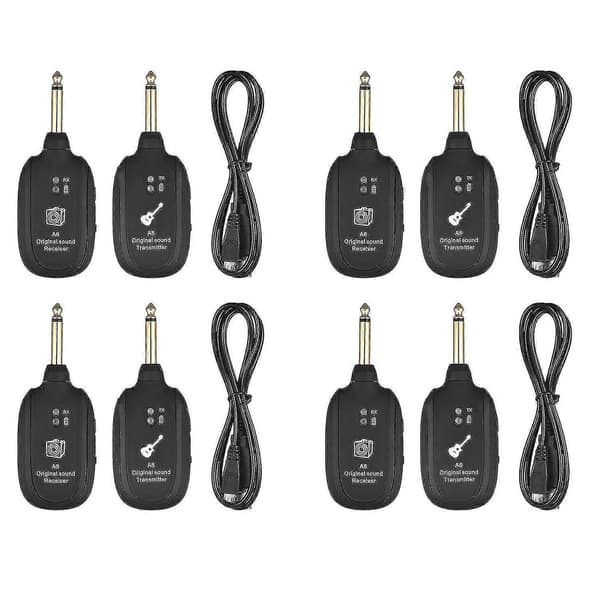 4 Sett Uhf Trådløst Gitarsystem Sender Mottaker Innebygd Oppladbar Trådløs Gitarsender