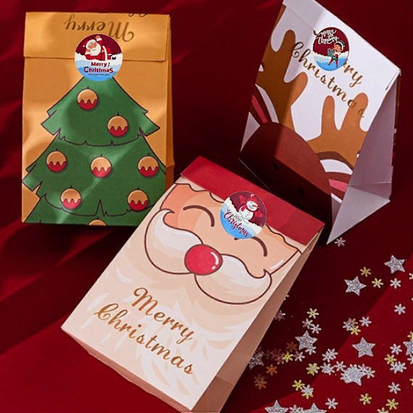 Julemerker klistremerker Julemerkelapper God Jul merkelapper runde selvklebende julemerker