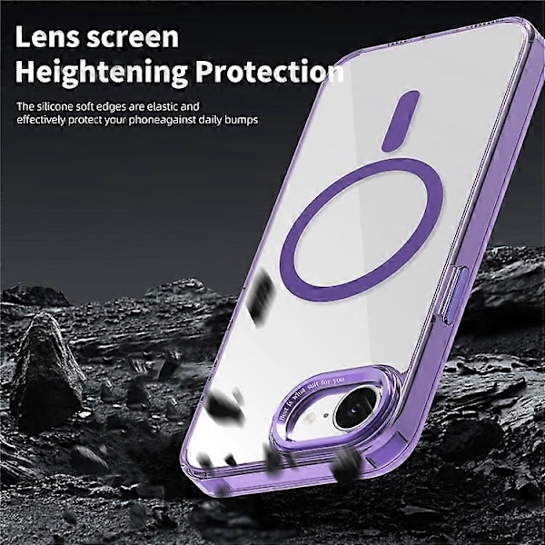 Kompatibelt deksel for iPhone 16e TPU+PC Transparent Magnetisk Telefondeksel Purple
