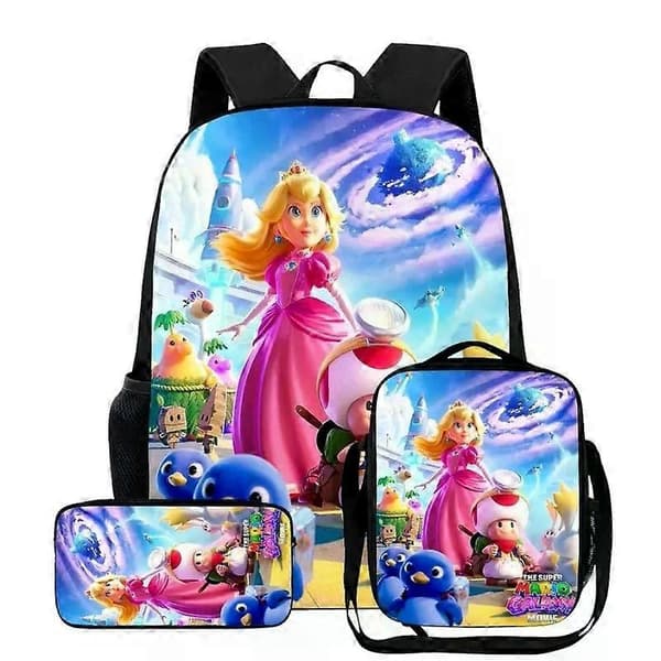 Super Mario Galaxy Skolesekk Matboks Pennal SETT C