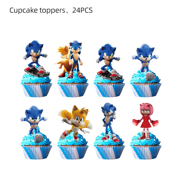 Nya Tecknade Sonic Kalas Tillbehör Pojkar Födelsedagsfest Engångsservis Set Papperstallrik Mugg Servetter Baby Shower Dekorationer Light Green