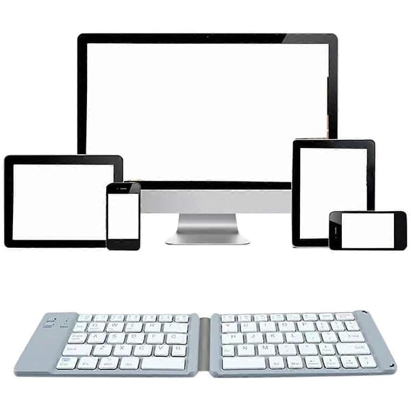 Dobbelt Foldbar Trådløs Bluetooth Tastatur til Tablet Computer, A