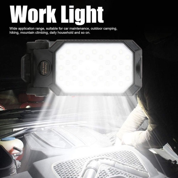 COB LED-arbetslampa, Uppladdbar Ficklampa, 39 LED Underhållslampa med Magnetisk Bas, för Inomhusgarage Nödsituationer