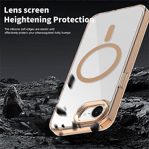 Kompatibelt deksel for iPhone 16e TPU+PC Transparent Magnetisk Telefondeksel Gold