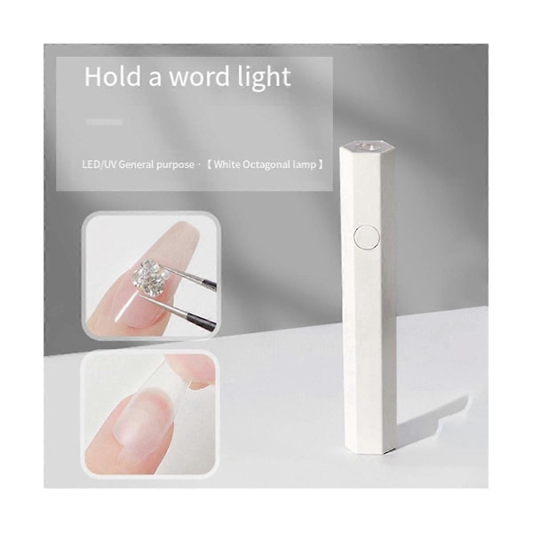 Neglekunst Håndholdt Lys Sekskantet Lys Opbevaring Neglekunst Pen Håndholdt Lys Hvid Mini Express Negle